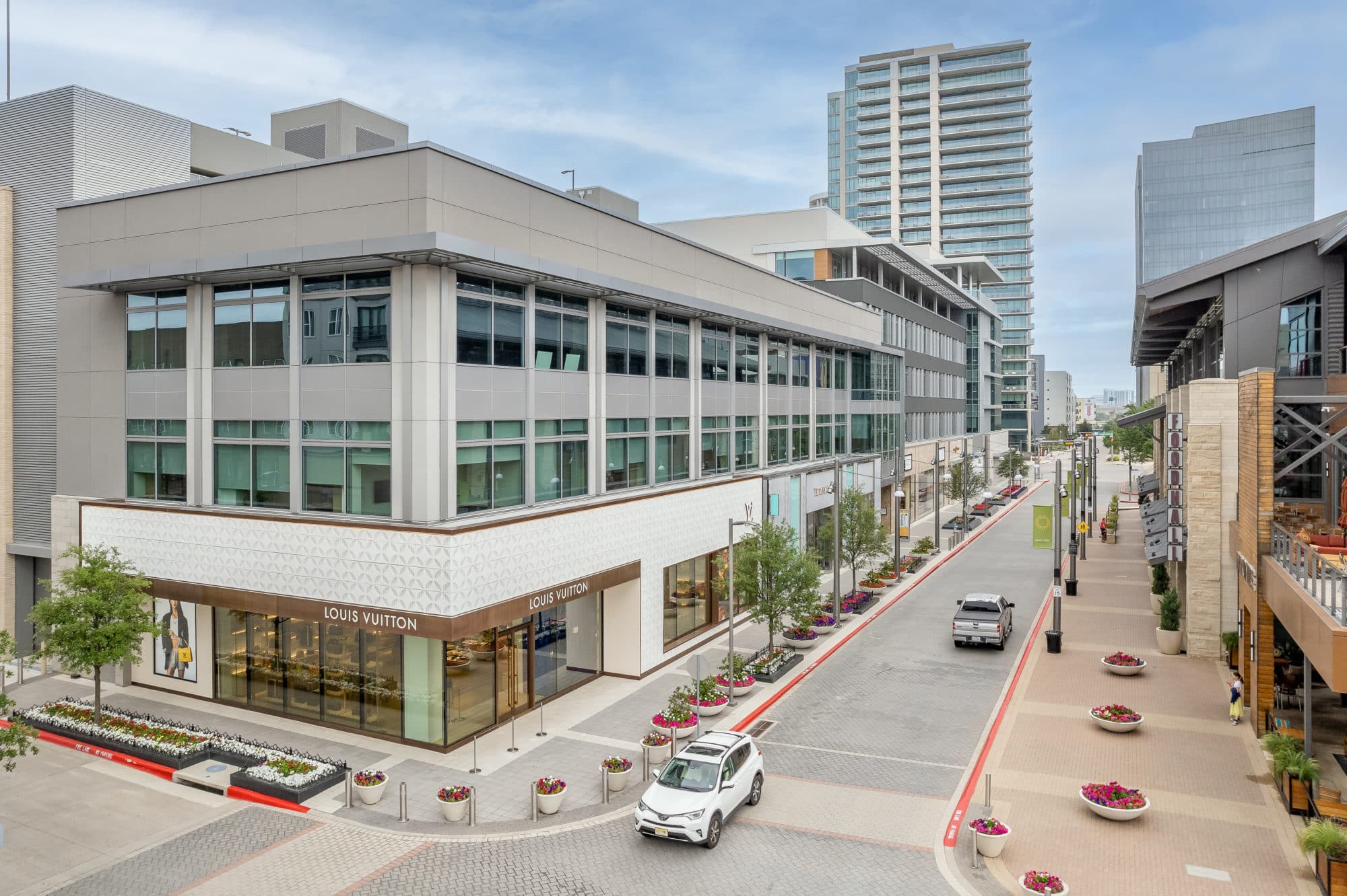 Aerial view of the main strip at Legacy West