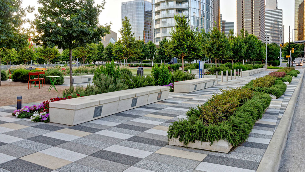 a park with a checkered floor and benches | Southern Botanical