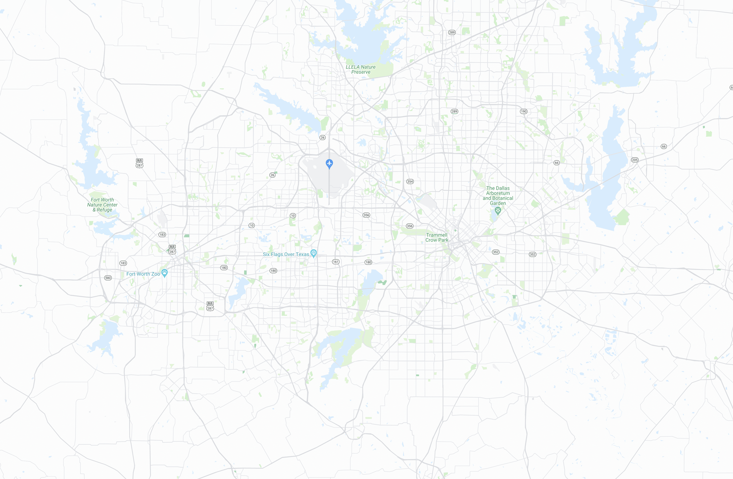 Vector illustration of a map of the Dallas-Fort Worth metroplex in Texas.