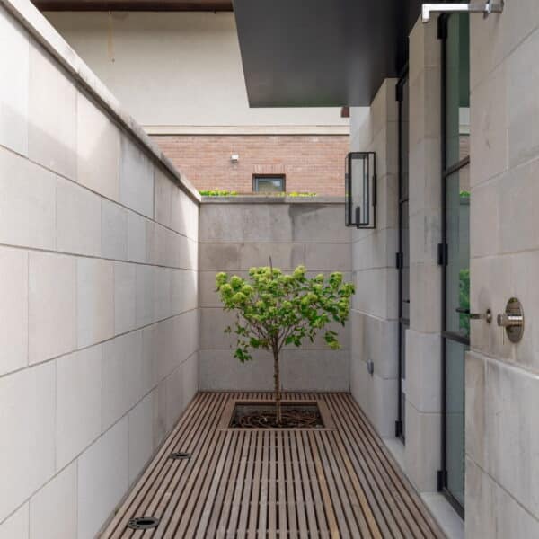 Hardscape and landscape elements compliment one another in this modern landscape by Southern Botanical