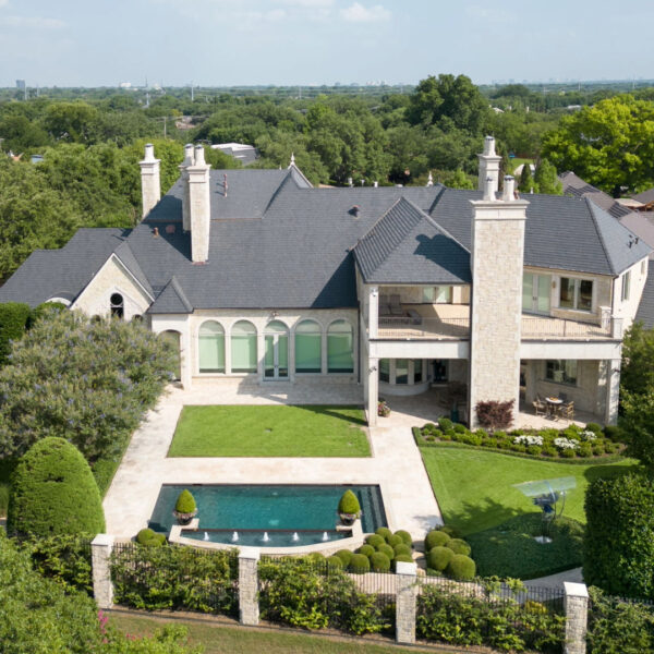 Aerial view of a North Dallas landscape maintained by Southern Botanical