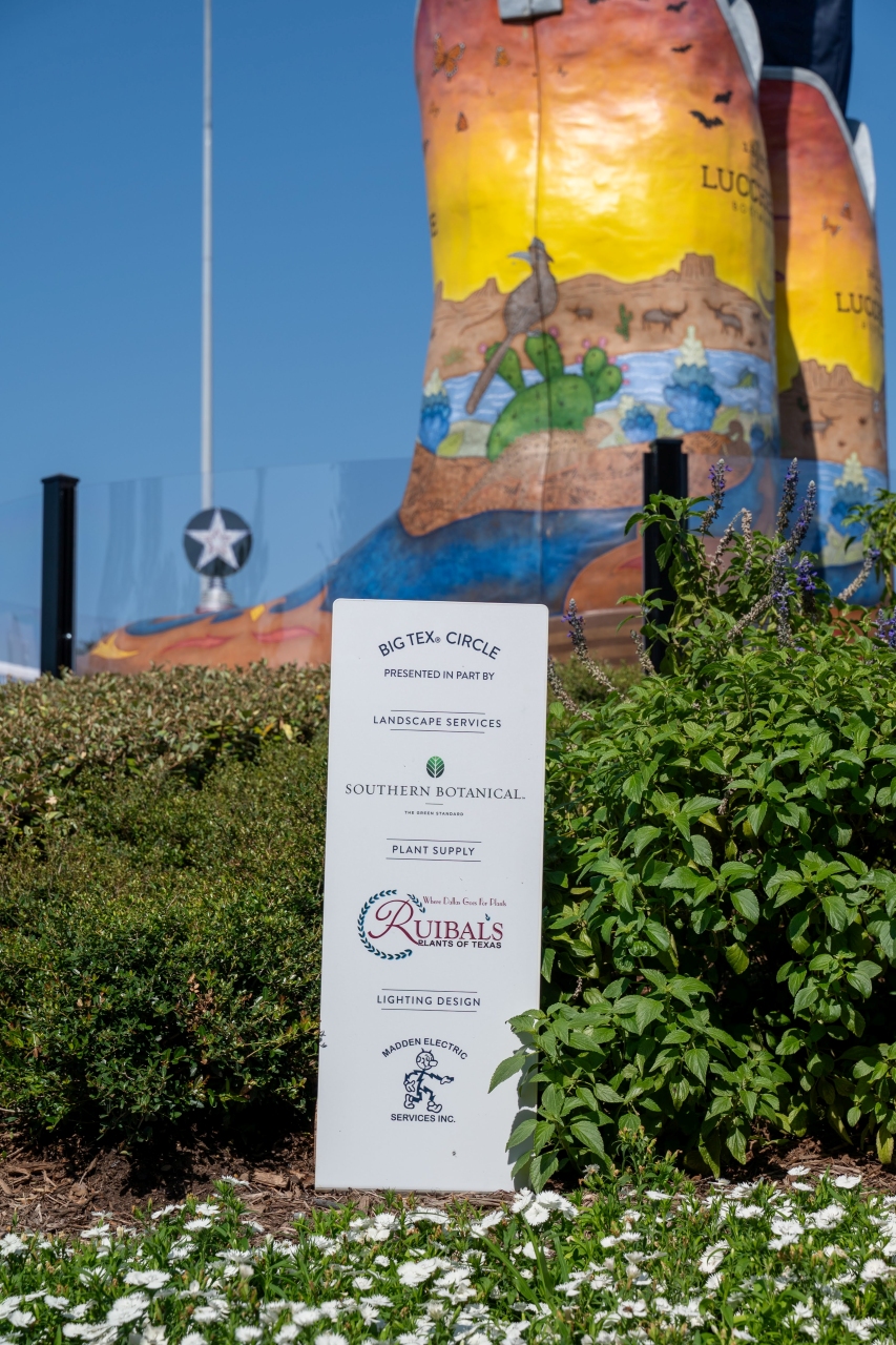 vibrant landscaping under Big Tex