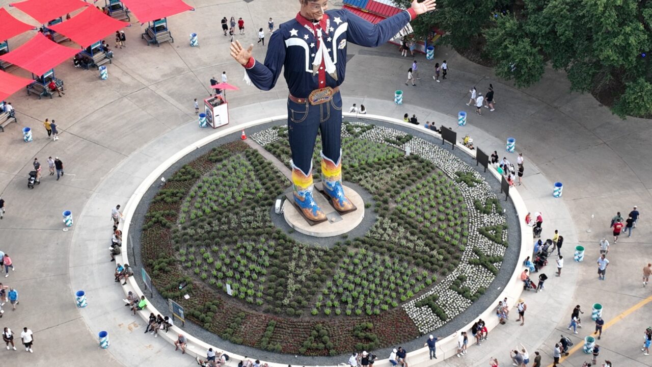 Big Tex commercial landscaping from an aerial view